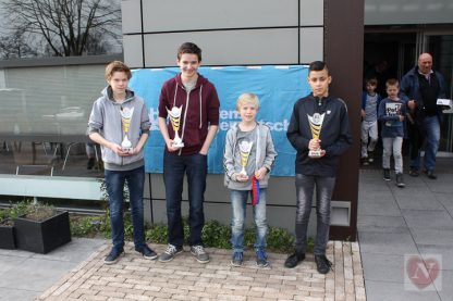 V.l.n.r. Joris Kokje, Robin Reichardt, Pelle Nagelkerke en Dominggus Paays