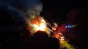Nijkerkse brandweer druk met bestrijden brand aan de Broekermolenweg in Putten