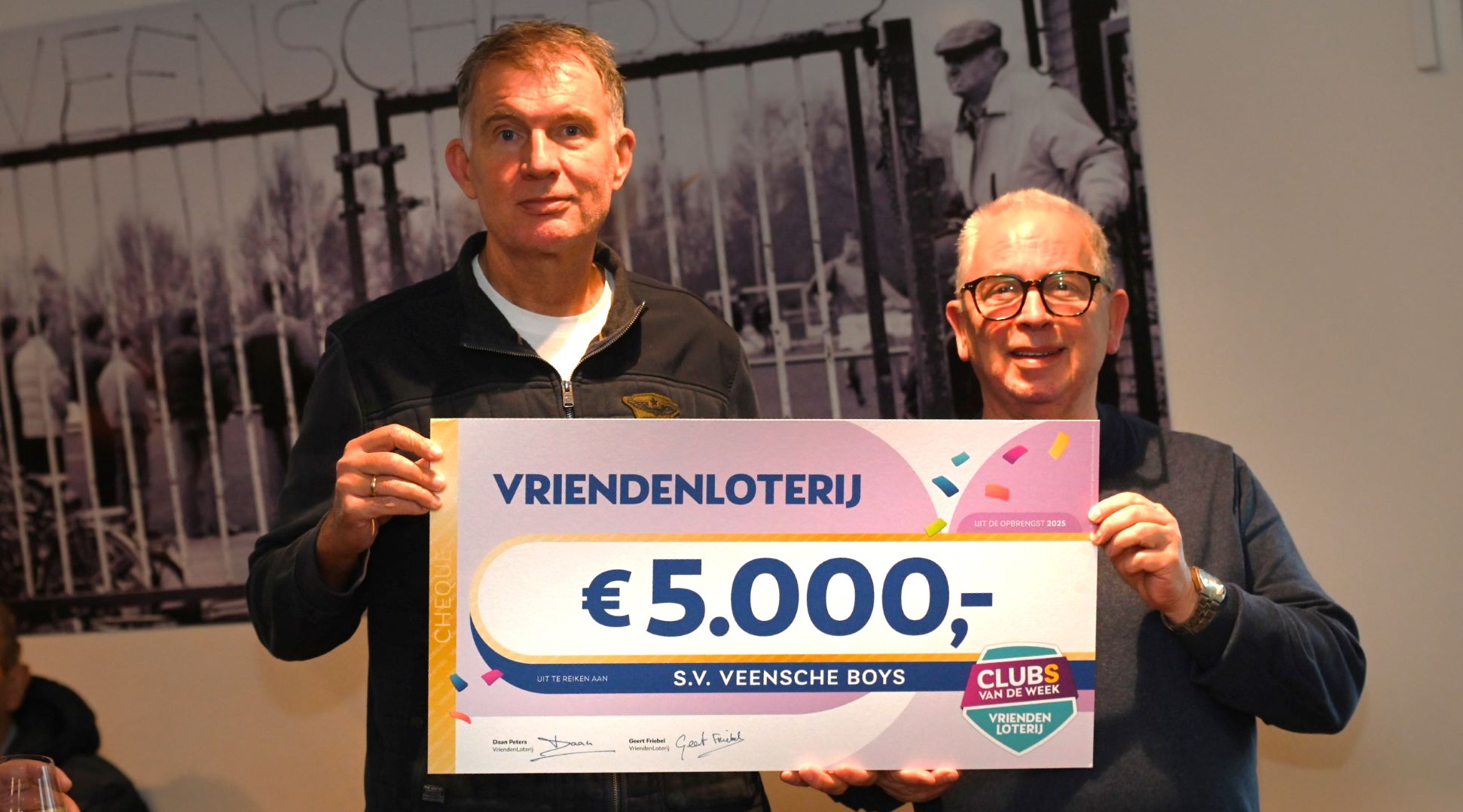Veensche Boys ontvangt €5.000,00 van de Vriendenloterij