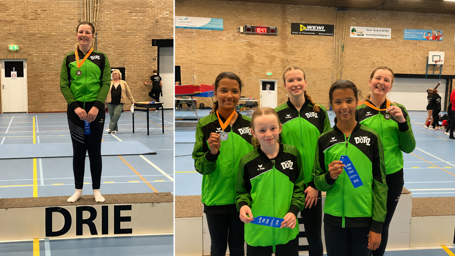 Trampolinespringsters van Sportvereniging DOTO Nijkerkerveen plaatsen zich voor Nederlands Kampioens