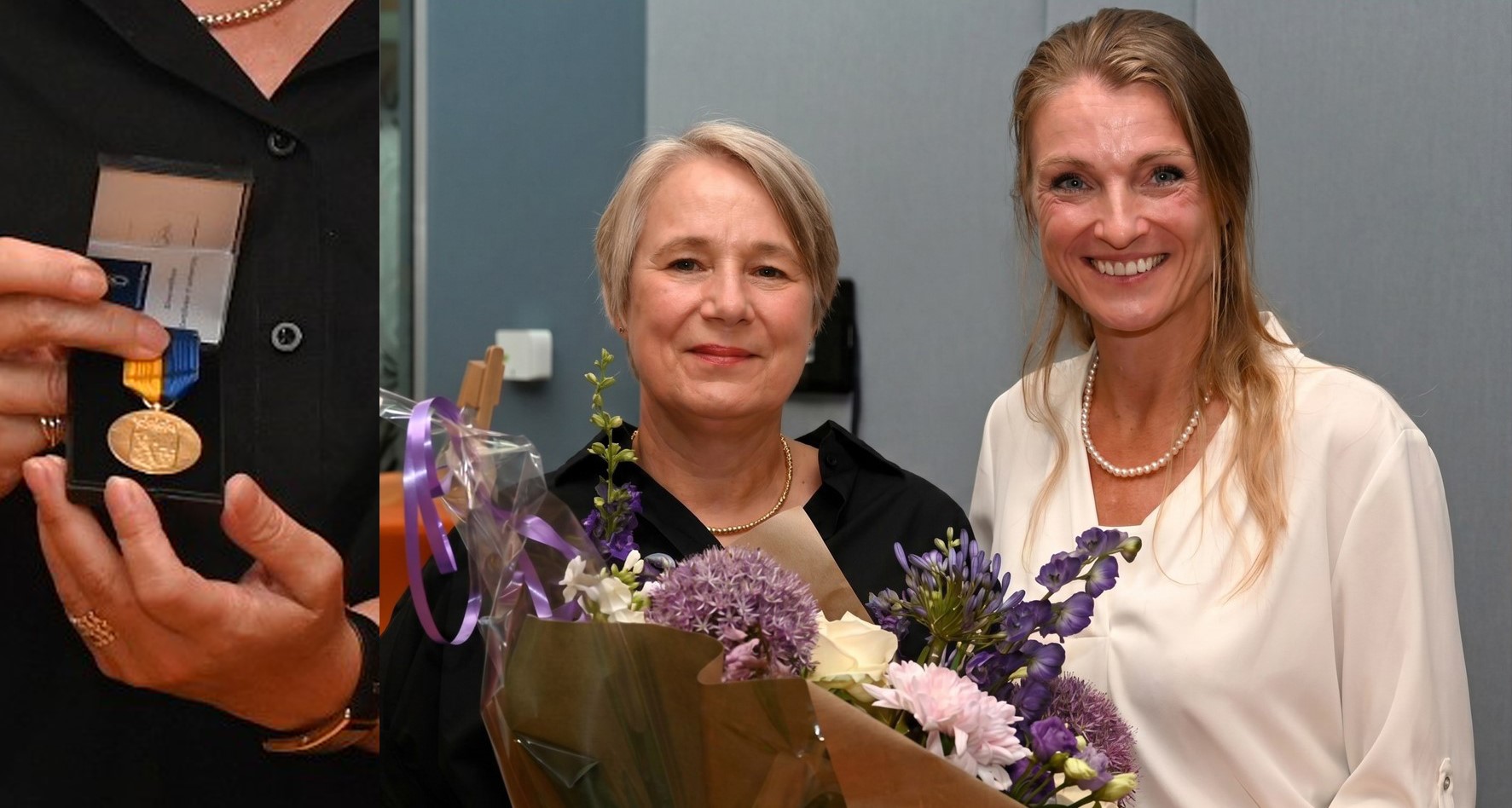 Erepenning in goud van de gemeente Nijkerk voor scheidend wethouder Mariëlle Broekman