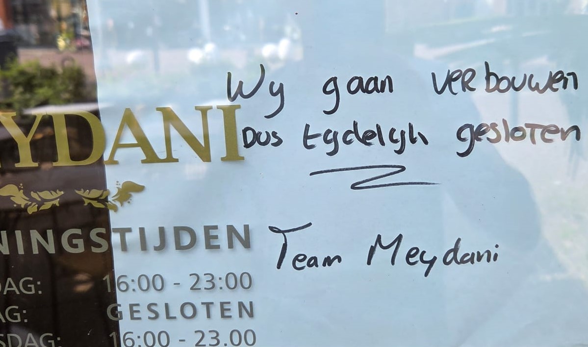 Restaurant Meydani Nijkerk tijdelijk gesloten vanwege verbouwing