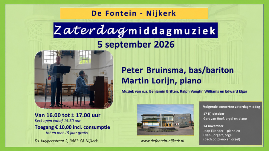 Bas-bariton Peter Bruinsma en pianist Martin Lorijn in De Fontein