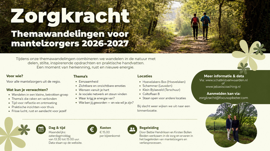 Wandelen met Zorgkracht biedt mantelzorgers rust, herkenning en nieuwe energie